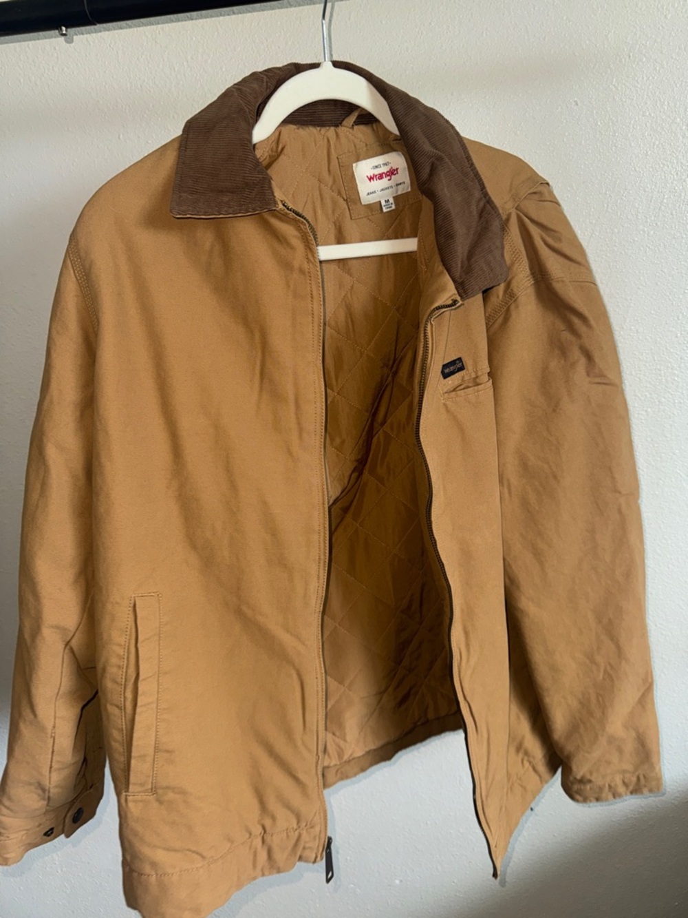 Wrangler Tan Jacket with Brown Corduroy Collar